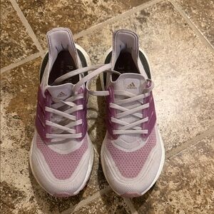 Adidas Women's Purple and White Sneakers